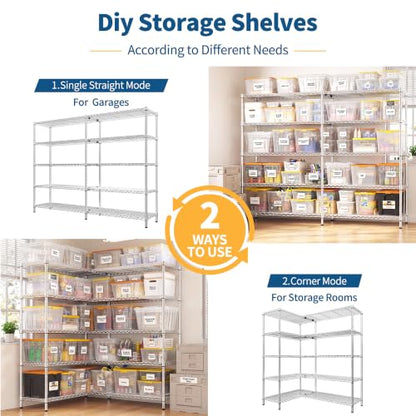 Chrome Metal Shelving (Chrome-70" W*15.8" D*72.4" H)