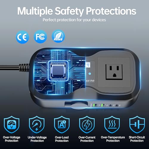 Car Power Inverter DC 12V to 110V AC Car Plug Adapter with AC Outlet (200W)