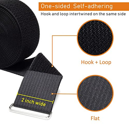 2" x32ft Reusable Cinch Strap with 20 Metal Buckles (2in x 32ft Black)