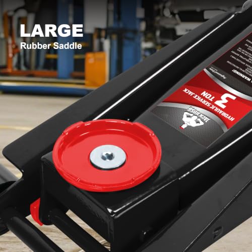 Floor Jack 3 Ton Capacity Fast Lift Service Jack Steel Heavy Duty Hydraulic Car Jack Black (3 Ton Fast Lift / Black)
