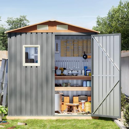 6x4FT Multi Used Shed & Outdoor Storage Shed (Matte gray / 6*4FT(Base Not Included))