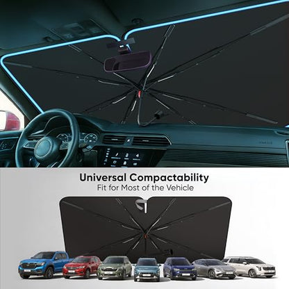 Premium Windshield Sun Shade for Car Foldable UV Blocker Front Windshield Sunshade & Window Tint Shade Accessories with Storage Pouch Full Size SUVs &MPVLarge (X-Large)