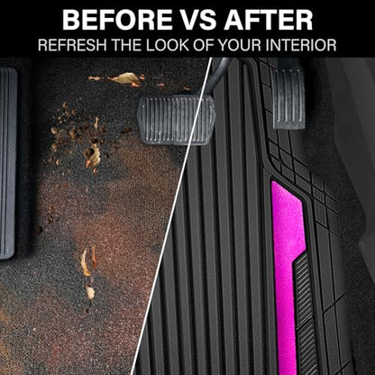 Heavy Duty Rubber Car Mats Metallic (Black Hot Pink)
