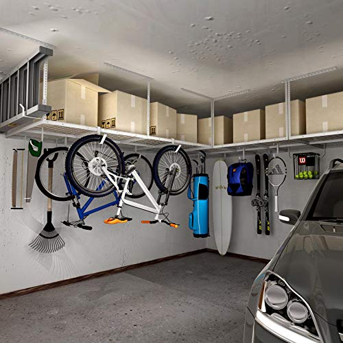 4x8 Overhead Garage Ceiling Storage Rack (White / 4x8 ft)