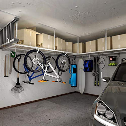 4x8 Overhead Garage Ceiling Storage Rack (White / 4x8 ft)