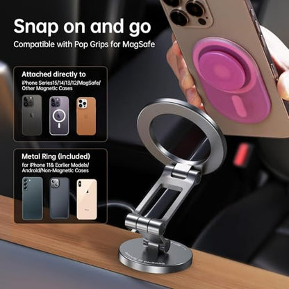 Fits MagSafe Car Mount Magnetic Phone Holder for Dash and Tesla (Titanium Silver)