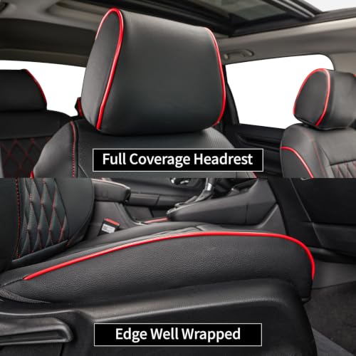 Custom Seat Covers for KIA Sportage LX 2023 (Black with Red Piping / 2023-2026 Sportage LX (No Hybrid ))