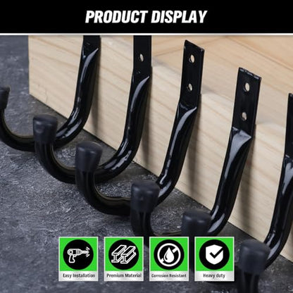Heavy Duty Garage Storage Hooks (6-Piece Black)