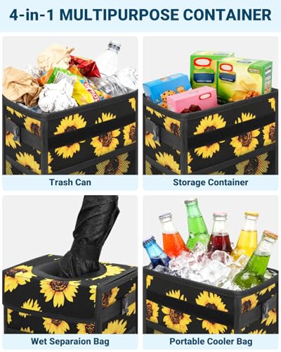 Car Trash Can with Lid (3 Gallons / Sunflower)