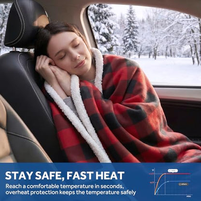 12 Volt Heated Car Blanket (Red Plaid)
