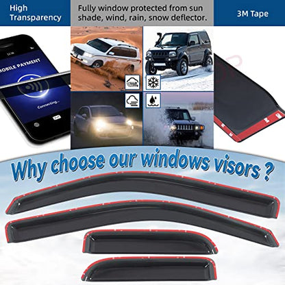 4pcs Window Visors Rain Guards for 2004 (for 2004-2014 Ford F150 Extended Cab)