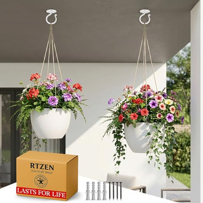 Plant Hangers Outdoor or Indoor Heavy Duty Wall Bracket Hooks (3.1 Inch / Ceiling Hooks - W)