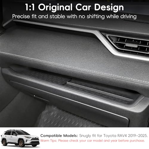 Passenger Storage Organizer Mat Fit for Toyota RAV4 2025 2024 2023 2022 2021 2020 2019 Glove Box Organizer Tray Car Interior Center Console Accessories Silicone Black 1 PC (Fit for 2019-2025 RAV4 Tray Mat)