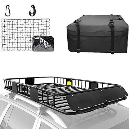Roof Rack Basket with Extension (Roof rack + Bag + Net)
