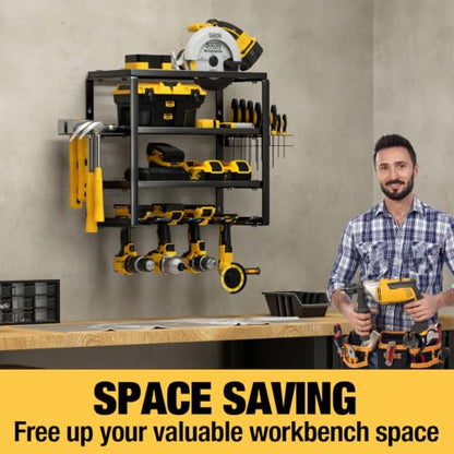 4 Layer Power Tool Organizer Wall Mount (16 Inch 4 Drills Holder)