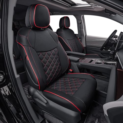 Car Sienna Seat Covers 2021 (Black with Red Piping / 2021-2026,2nd Row Captian Chair(Without Legrest))