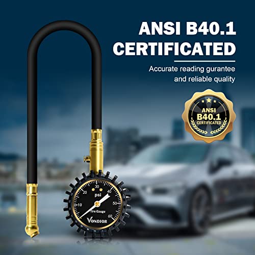 Tire Pressure Gauge (0-60 PSI / Black Tire Gauge w/ Tube)