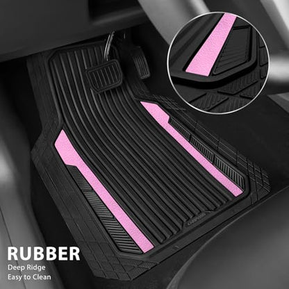 Heavy Duty Rubber Car Mats Metallic (Black Light Pink)