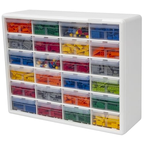 24 Drawer Plastic Storage Cabinet (White / 24 Drawer / 1 Pack)