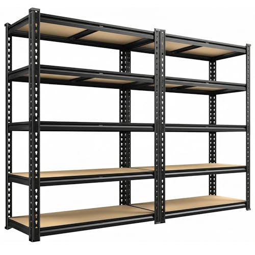 2 Pack Garage Shelving for Basement (Black)