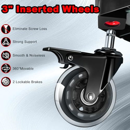 Rolling Shop Stool with Wheels (Red)