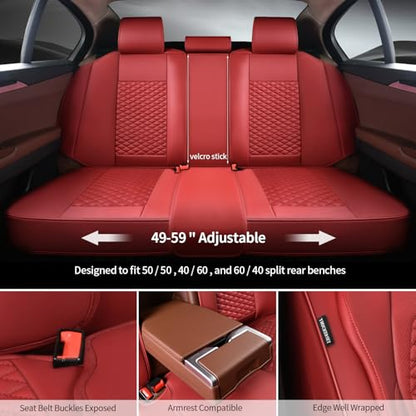 Car Seat Covers Full Set (5 Pack / Burgundy)
