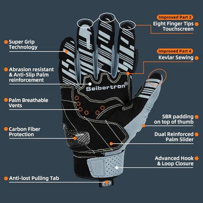 SPS 2 Plus Unisex Touchscreen Road Racing Motorcycle MTB Sports Gloves Also fit BMX MX ATV Mountain Bike Bicycle Cycling Off (Grey Sps-2 Plus / XXL Adult)