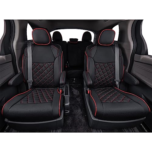 Sienna Seat Covers for 2011 (Leather(Black with Red Piping) / 2011-2020 8 Seats, 2nd Row 4/2/4 Split)