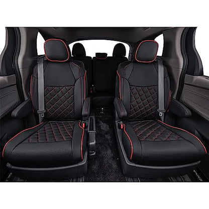 Sienna Seat Covers for 2011 (Leather(Black with Red Piping) / 2011-2020 8 Seats, 2nd Row 4/2/4 Split)