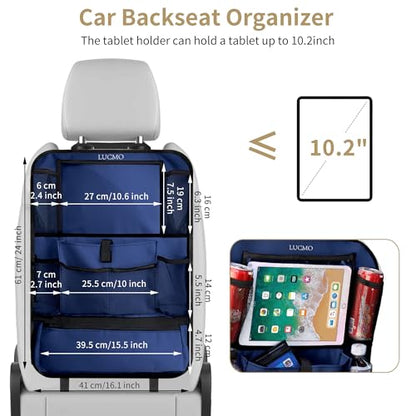 Car Backseat Organizer with Touch Screen Tablet Holder (Dark Blue-1 / 2 Pack)