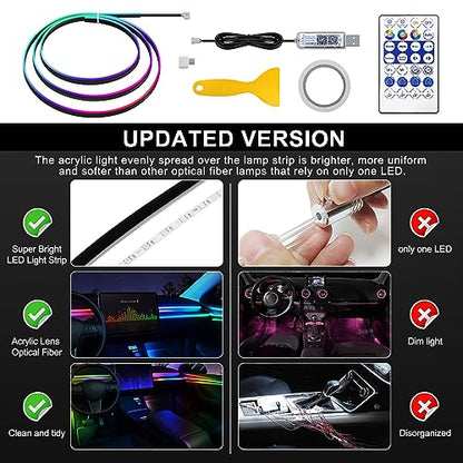 Dreamcolor Acrylic Interior Car LED Strip Light with USB (Dreamcolor 1 Light (47.24 inch))