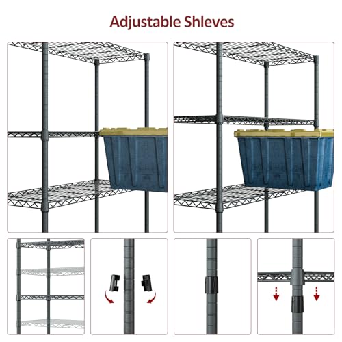 4 Tier Outdoor Metal Storage Shelving Unit (4 Tier, 17.7" D x 35.43" W x 59" H / Grey)