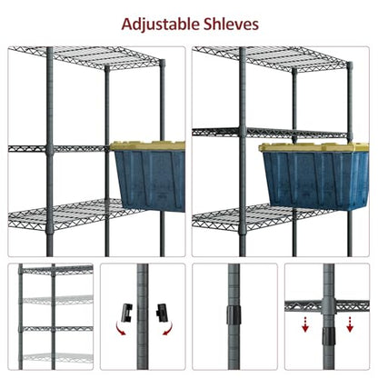 4 Tier Outdoor Metal Storage Shelving Unit (4 Tier, 17.7" D x 35.43" W x 59" H / Grey)