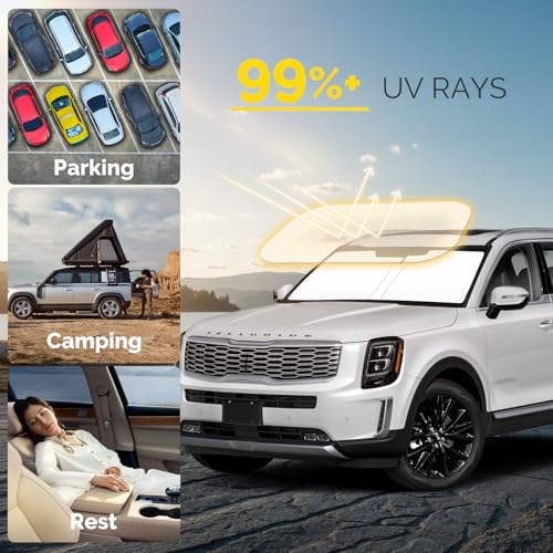 Windshield Sun Shade Compatible with 2020 (For 2020-2026 Kia Telluride)
