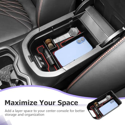 2025 RAV 4 Center Console Organizer Compatible with 2019 2020 2021 2022 2023 2024 2025 Toyota RAV 4 Accessories Armrest Console Secondary Storage Box Insert Tray ABS Material Red