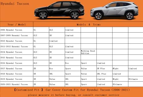 6 Layers Waterproof SUV Car Cover for Hyundai Tucson 2004 (LM-Silver / 44. Custom Fit Hyundai Tucson)