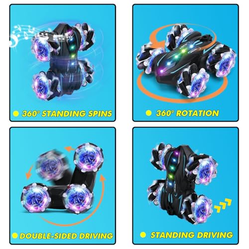 Upgraged Gesture Sensing RC Stunt Car with Lights & Music (Deep Blue / 1:18)