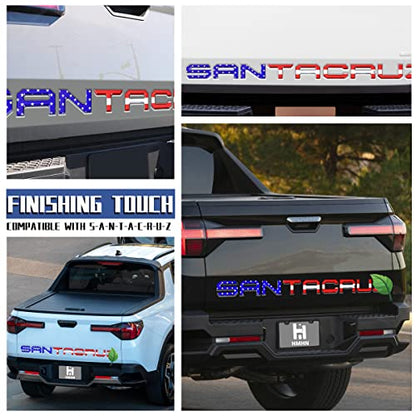 Tailgate Inserts Letters Compatible for 2022 2023 2024 2025 Santa Cruz 3D Raised & Strong Adhesive Decals Letters Rear Emblem Decal Sticker Compatible for Santa Cruz Accessories (American Flag)