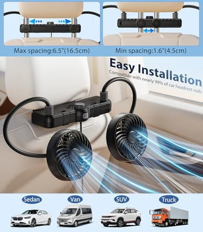 360 Hose USB Fan for Car Seat Baby Kids (Black / USB Car Fan)