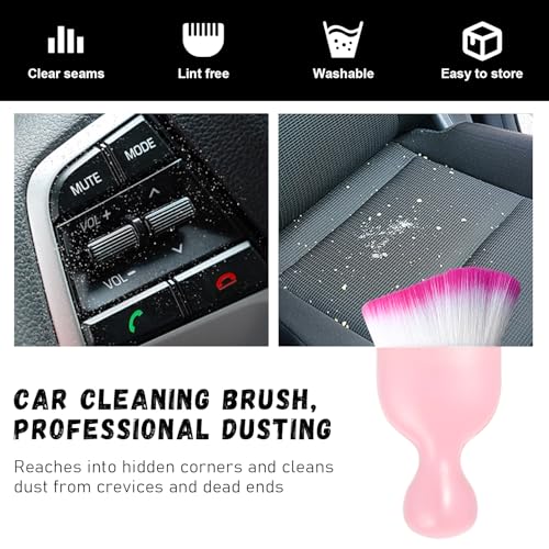 Car Detailing Brush (Pink/White/Red / 1 PC)