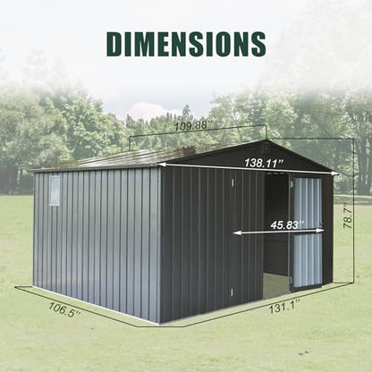 Domi Outdoor Storage Shed 11' x 9' (11' x 9' Gable Roof / Dark Gray)