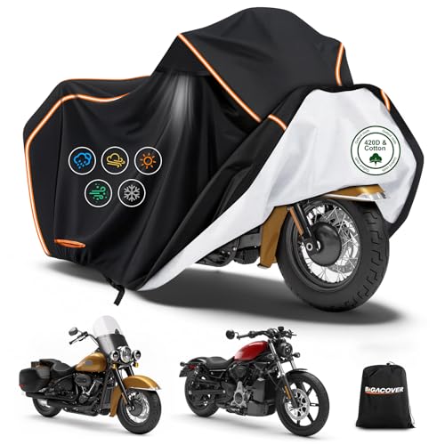 420D Cotton Lining Waterproof Motorcycle Cover for Harley Davidson Cruiser (Black / for Cruiser Models)