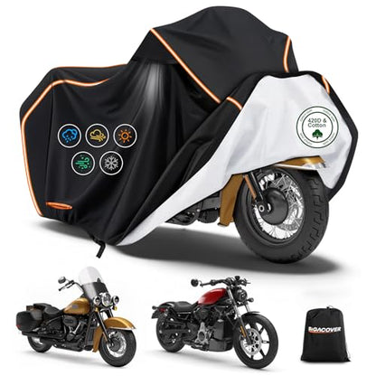 420D Cotton Lining Waterproof Motorcycle Cover for Harley Davidson Cruiser (Black / for Cruiser Models)