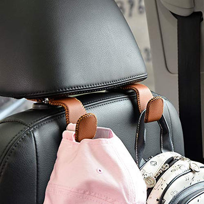 2 Pack Car Headrest Hooks (Brown)