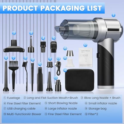 Handheld Car Vacuum Portable Cordless with 18000PA Super Suction (Black)