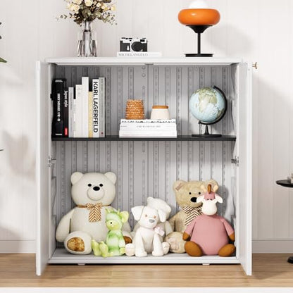 Indoor Outdoor Storage Cabinet with Doors and Shelf (White)