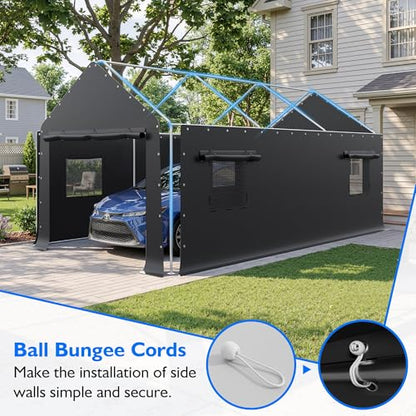 20x12 FT Heavy Duty Carport (12x20 FT(Black))