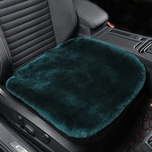 Genuine Sheepskin Car Seat Cushion Seat Covers for Cars Trucks SUV Comfort Seat Protector Pad for Car Driver Seat Car Accessories for Women Office Chair Decor (Aquamarine / Front Seat Cushion-1 Pc)