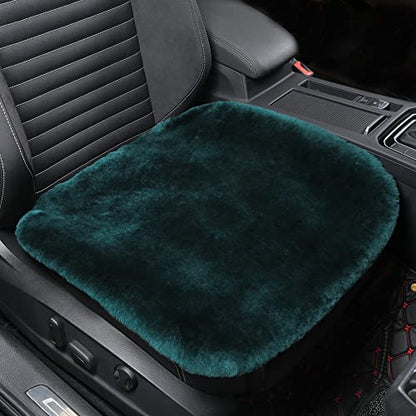 Genuine Sheepskin Car Seat Cushion Seat Covers for Cars Trucks SUV Comfort Seat Protector Pad for Car Driver Seat Car Accessories for Women Office Chair Decor (Aquamarine / Front Seat Cushion-1 Pc)