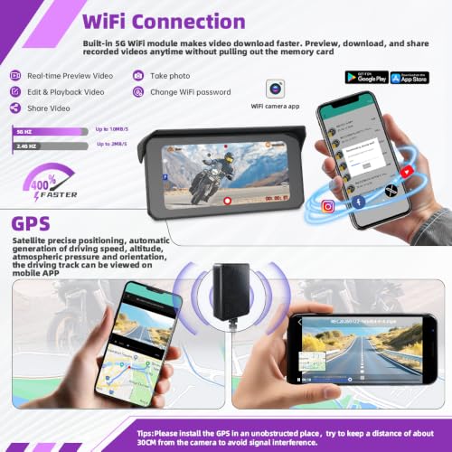 Dual 2K Wireless Carplay Motorcycle Dash Camera (CS6)